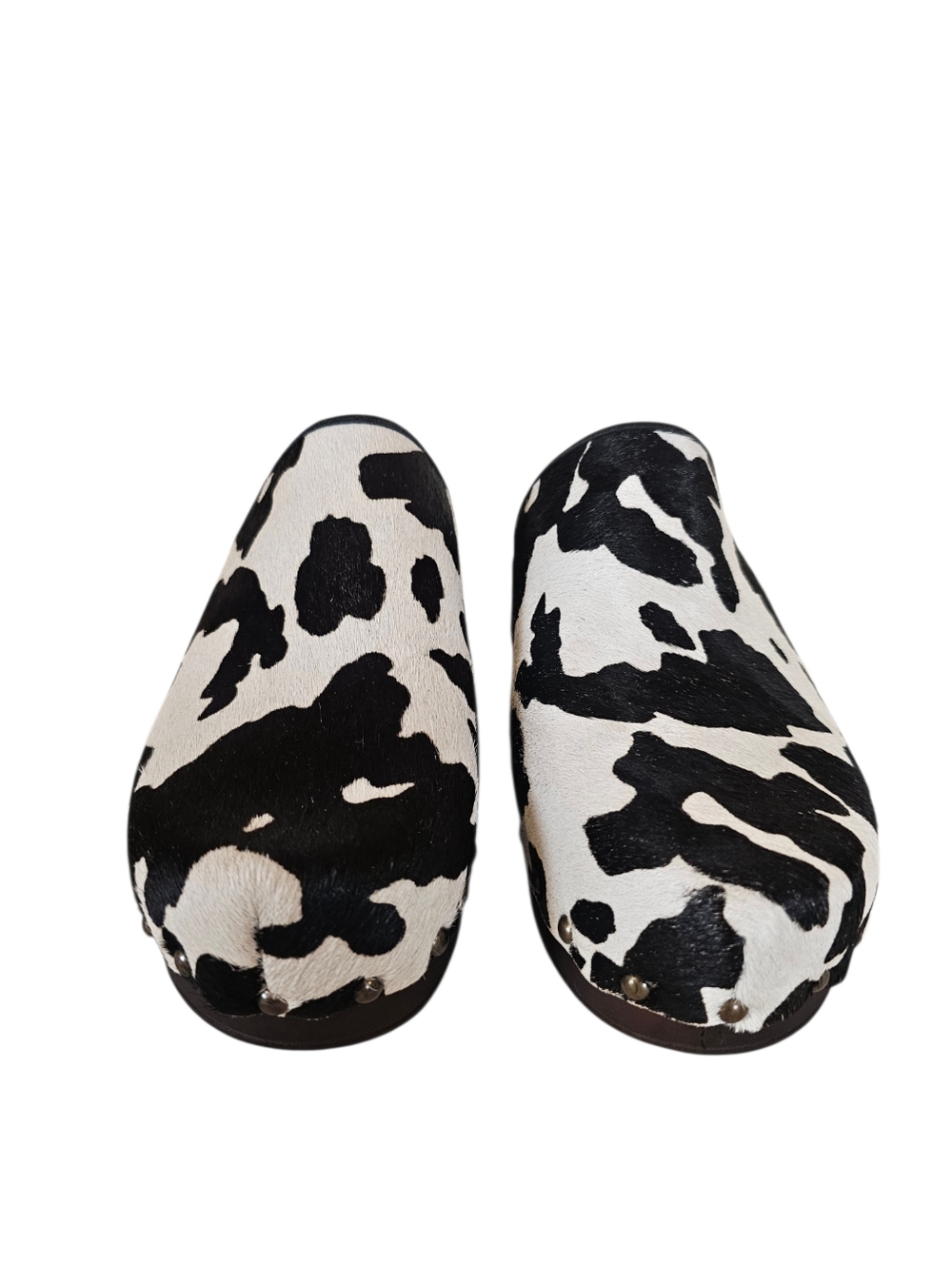 Verderosmarino Cow Print Hair Heeled Clog Mules Western Made In Italy Cowhide - Picture 5 of 9